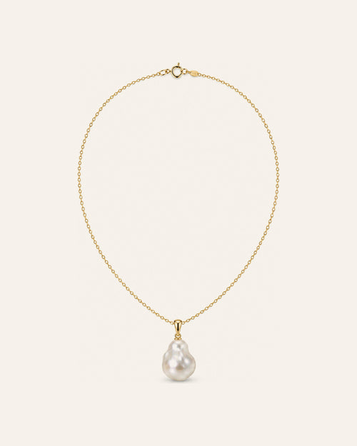 Collier AORA en or 18 carats avec pendentif perle baroque blanche